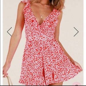 Showpo red floral romper
